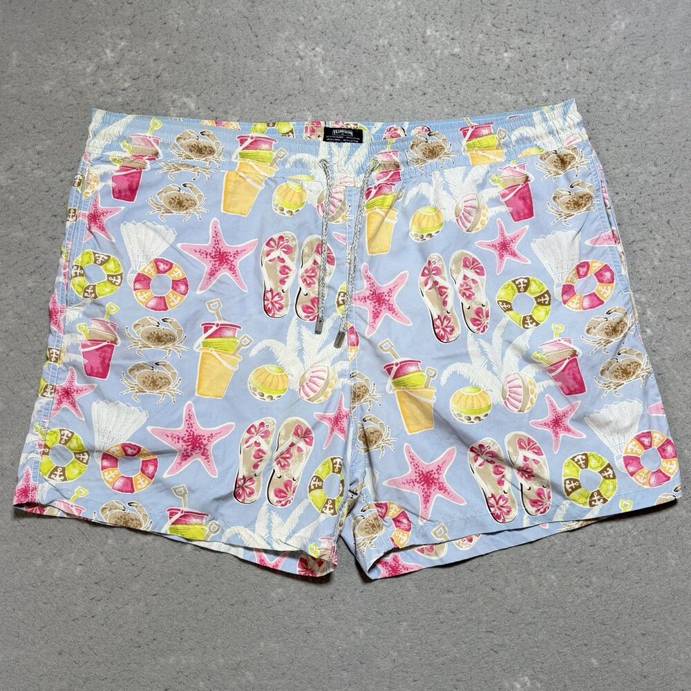 Vilebrequin Swim Trunks Mens Size XXXL Pink Beach Pattern Shorts Drawstring